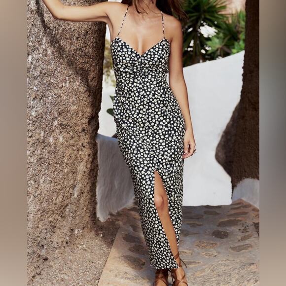 ZARA LINEN BLEND FLORAL PRINT MIDI DRESS - Picture 4 of 9